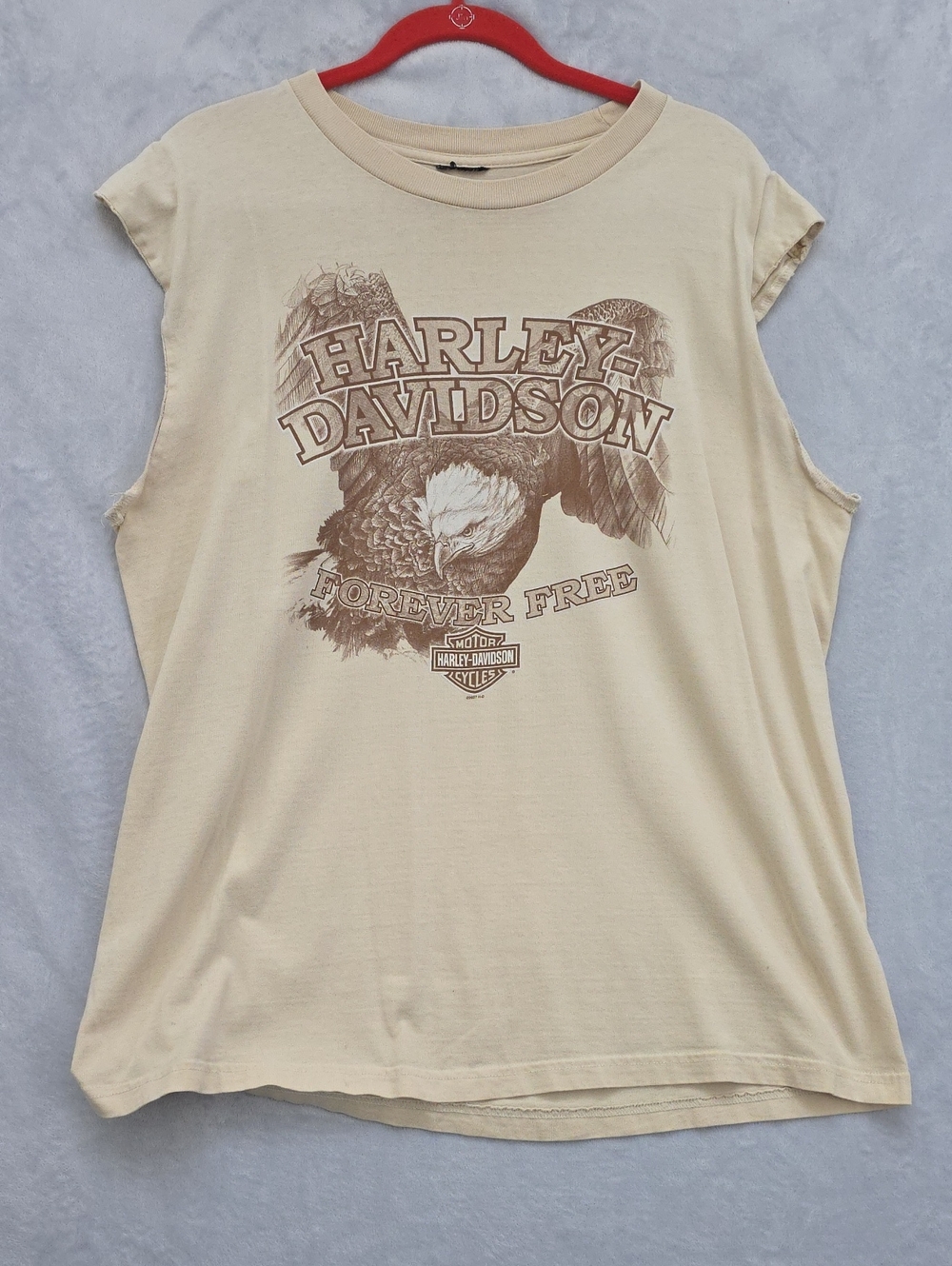 Harley-Davidson Cream Tank Top with Brown Eagle Graphic